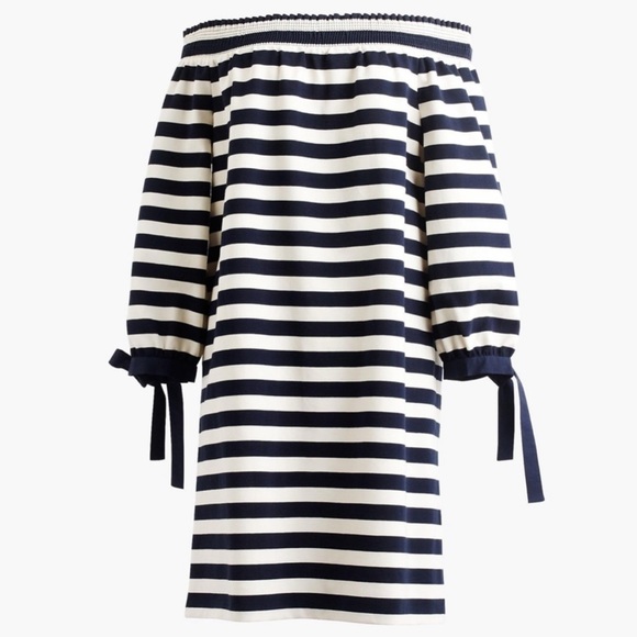J. Crew Dresses & Skirts - J.Crew Striped Off The Shoulder Dress Sz S EUC
